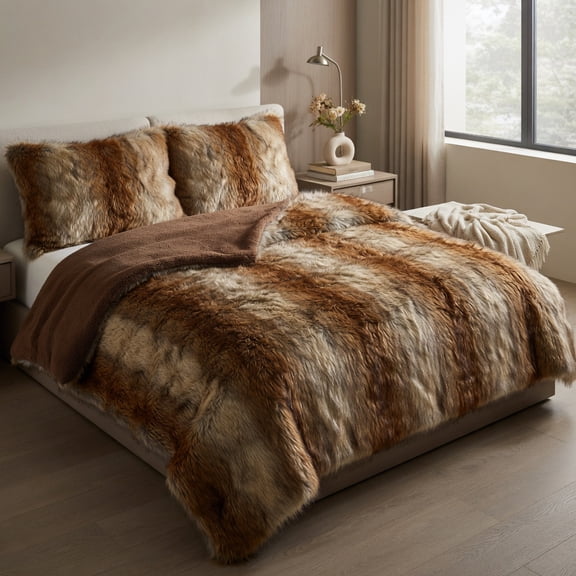 Spaco Golden Yellow 540GSM Faux Raccoon Fur Blanket, Soft Plush Fleece, Bed Size