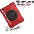 thumbnail image 6 of ELEHOLD Rugged Case for iPad 10th Gen 10.9 inch 2022,Three-Layer Protection PC+Silicone Case with 360° Rotatable Folding Handle Grip Kickstand Shoulder Strap Pencil Holder Shockproof Case,Red+Black, 6 of 8