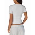 thumbnail image 4 of Gynyvoja Short Sleeve Shirts for Women Round Neck Basic Double Lined Tees Fitted Y2k Crop Tops White L, 4 of 9