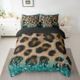 thumbnail image 2 of Castle Fairy Boys Girls Leopard Print Bedding Comforter Set 7-Piece,Bling Glitter King Bedding Sets,Animal Cheetah Print Ultra Soft Bed Sheets,Breathable Home Decor,Reversible, 2 of 8