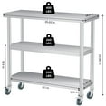 thumbnail image 3 of Chariot Utilitaire en Acier Inoxydable pour Meubles de Patio - 14x36x34 Po à 3 Niveaux avec Roues Verrouillables - Table de Préparation Robuste - Résistant à la Rouille pour Cuisine, Restaurant (1 Pce), 3 of 6