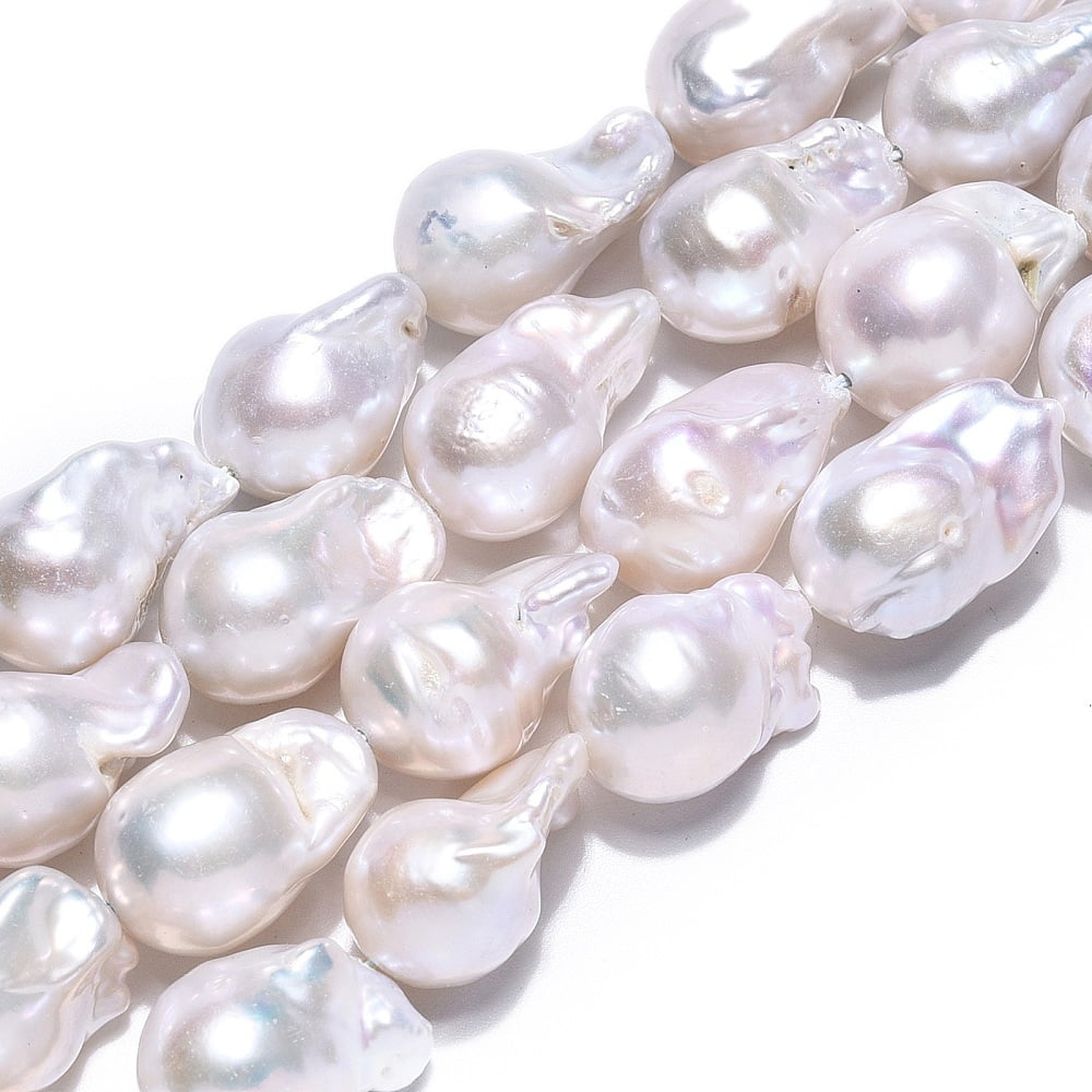 Natural Baroque Pearl Keshi Pearl Beads Strands Cultured Freshwater Pearl Seashell Color 14.5~20x12~15x11.5~14mm15.63~16.06''(39.7~40.8cm)