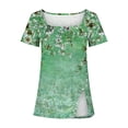 thumbnail image 4 of Débardeurs Grande Taille pour Femmes Mode Décontractée Imprimée Col Carré Manches Courtes Boutons Hauts Blouses Amples Col en V T-Shirt Femmes en Solde, 4 of 5