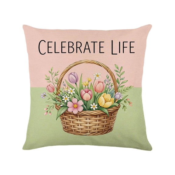 HuiXinOu Easter Pillow Cover Spring Floral Rabbit Decorative for Home Decoration Sofa Cushion Cover Rabbits Egg Pillow Cover for Home Decoration Outdoor,Easter Gifts Easter Toys, D