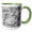 Green/White, variant on 3drose, Winter Gray Camouflage Pattern, 15oz Two-tone Green Mug