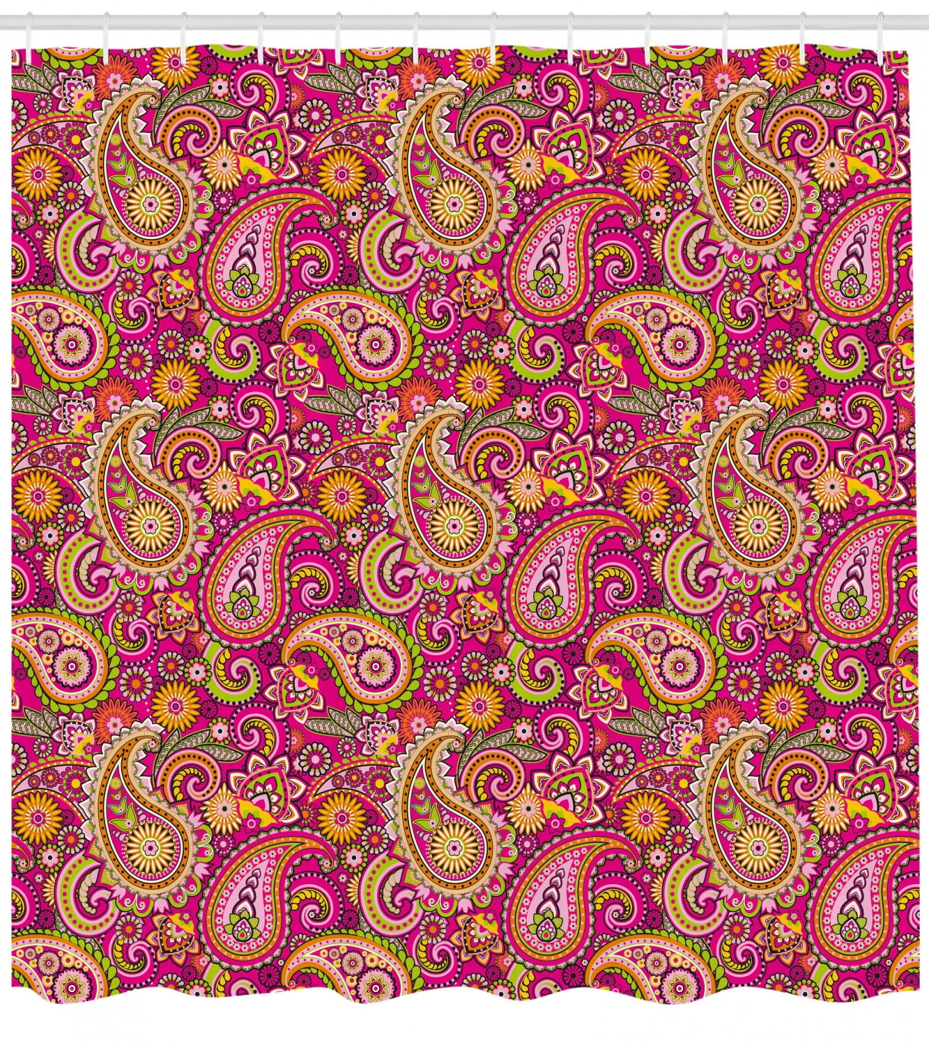 Paisley Decor Shower Curtain, Vivid Design with Flowers ...