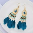 thumbnail image 3 of HOOUN Long Drop Boho Feather Bead Tassel Earrings Bohemian Vintage Tribal Gift-Coffee, 3 of 4