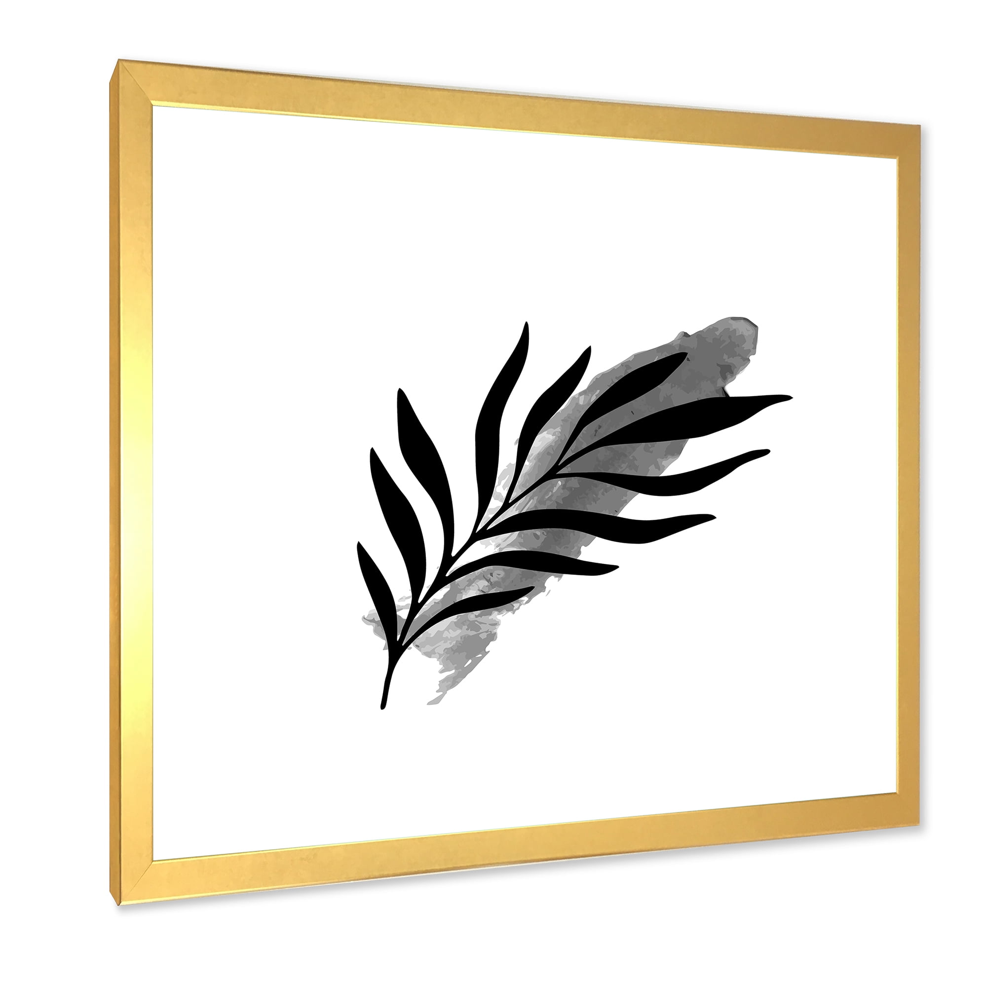 Designart 'Abstract Black Tropical Leaf I' Modern Framed Art Print