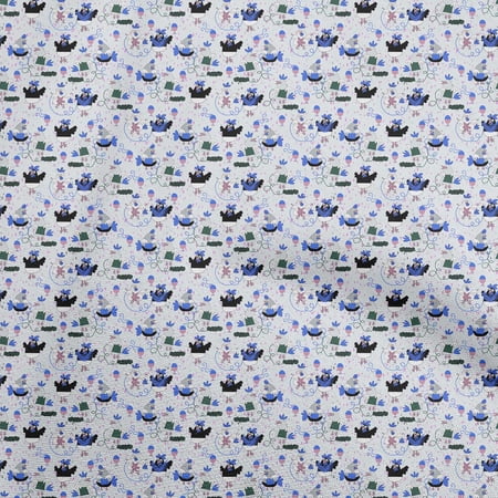 oneOone Cotton Silk Blue Fabric Birds Rooster Sewing Material Print Fabric By The Yard 42 Inch Wide