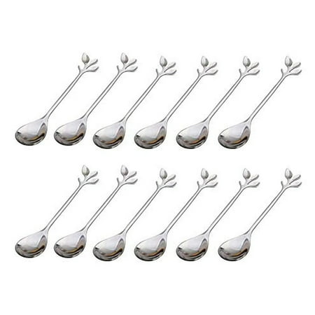 

Leaf Coffee Spoon Tea Sugar Spoon Espresso Spoon Retro Dessert Spoon Mixing Spoon Ake Moon Cake Fork 12Pcs