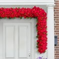 thumbnail image 2 of Puleo International 6' x 12" Pre-Lit Battery-Operated Artificial Red Poinsettia Garland, 2 of 5