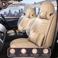 thumbnail image 5 of Car Seat Cover for Nissan Frontier 2009-2024: Car Seat Covers Full Set Waterproof Faux Leather Seat Cover Cushion Protector (Beige), 5 of 7