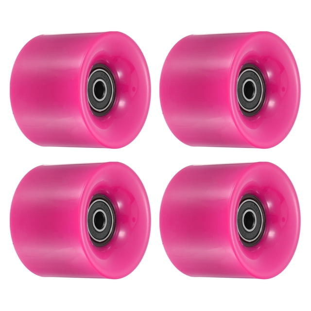 Unique Bargains Roues de Longboard 60mm avec Roulements ABEC-9 Roues de Rue pour Skateboards Cruiser 80A, Rose Rouge Noir Lot de 4