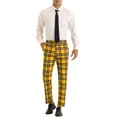 thumbnail image 2 of INSPIRE CHIC Plaid Dress Pants for Men's Slim Fit Straight Leg Formal Tartan Printed Pants 28 Yellow, 2 of 5
