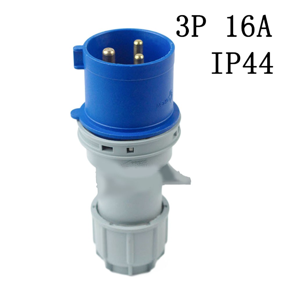 JIAXINPRO 16A 250V Industrial Plug - IP67 Waterproof, V0 Flame Retardant, 3-Pin Male Connector