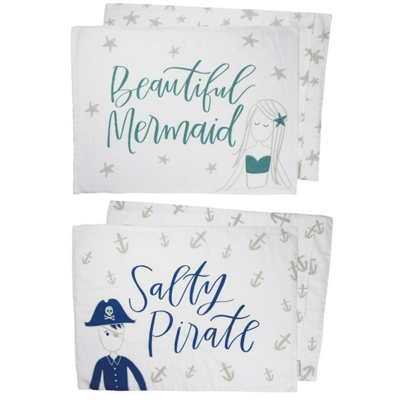 Beautiful Mermaid and Salty Pirate Pillow Cases Set of 2 Standard Size