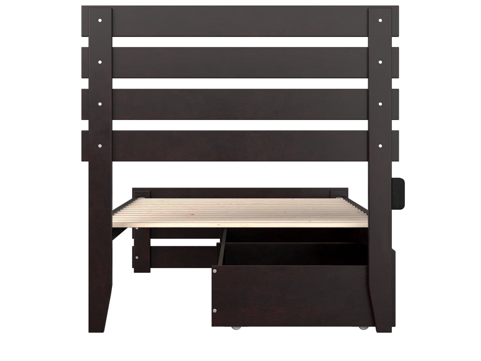 AFI Oxford Twin XL Wood Platform Bed with Headboard Footboard & 2 Storage Drawers Espresso