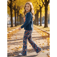 thumbnail image 4 of PatPat Girls Clothes 2 Piece Outfit Set Long Sleeve Strawberry Graphic Top Flare Pants Blue 7-8Y, 4 of 13
