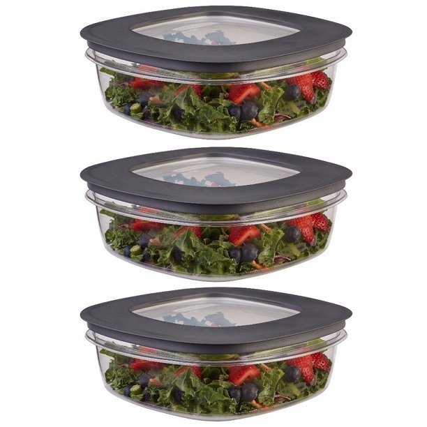 Rubbermaid Premier Food Storage Container 9 Cup Grey (3 Pack) Walmart