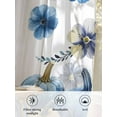 thumbnail image 5 of Sheer Curtains 63 inches Long 2 Panels Set Pumpkin Leaf Blue Floral Orange Blue Pumpkins Tiers Sheers Rod Pocket Small Window Short Curtains for Kitchen Cafe, Each 52" W x 63" L, 5 of 7