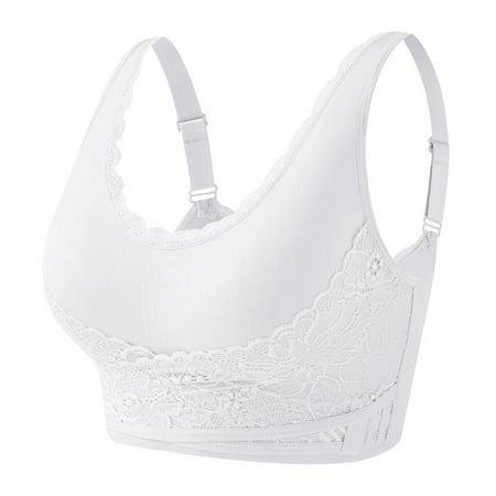 XFLWAM Bra Comfy Corset Bra Front Cross Side Buckle Lace Bras for Older Women Full Coverage Yoga Sports T-Shirt Bra
