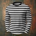 thumbnail image 4 of FRSASU Men's Shirt Striped Cotton Spandex Crewneck Long Sleeve Basic Pullover Casual Lightweight Loose Versatile Workout Tops Black, 4 of 5