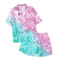thumbnail image 4 of Ensemble de Pyjamas en Satin pour Garçons, Manches Courtes Imprimées, Pyjamas Boutonnés pour Filles, Ensemble de Pyjamas de Mode pour Garçons et Filles, 4 of 4