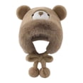 thumbnail image 1 of Gorro de peluche con orejas de oso para mujer, suave y con orejeras, ideal para vacaciones en la calle. Caqui, 1 of 8