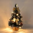 thumbnail image 1 of Pequeño árbol de Navidad dorado, pino artificial de mesa de 38 cm con adornos iluminados LED., 1 of 5