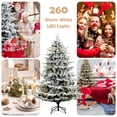 thumbnail image 6 of Topbuy 6FT Snow Flocked Christmas Tree, Pre-lit Artificial Xmas Tree w/ 260 LED Lights & 1415 PE & PVC Branch Tips, 6 of 10