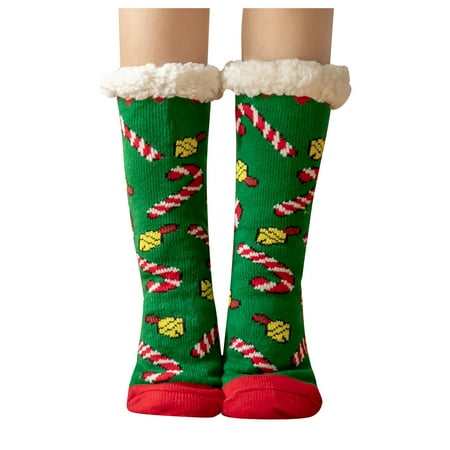 

Qcmgmg Cozy Fuzzy Fluffy Christmas Socks for Women Winter Soft Casual Thick Warm Slipper Socks