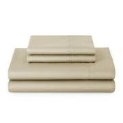 Better Homes & Gardens 4-Piece 300 Thread Count Almond Biscuit Cotton Sateen Bed Sheet Set, Queen