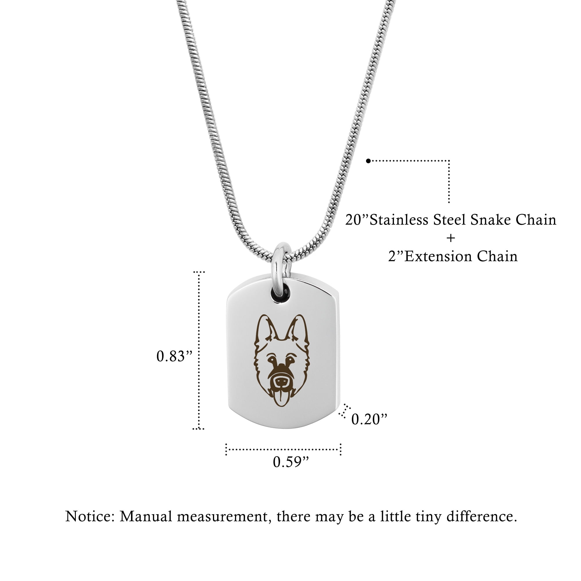 Anavia German Shepherd Dog Tag Memorial Necklace for Ashes, Pet Urn Necklace, Ashes Necklace, Cremation Necklace, Cremation Jewelry, Keepsake Ashes, Pet Memorial Jewelry, With Funnel Kit