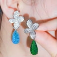 thumbnail image 5 of Ice Blue Cubic Zircon Big Flower Dangle Drop Earrings Fashion 925 Silver Jewelry, 5 of 9