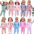 thumbnail image 2 of Pijamas de camisa con estampado Floral para muñeca americana de 18 pulgadas, ropa de muñeca para bebé recién nacido de 43 Cm, regalos de vacaciones para niños, 2 of 4