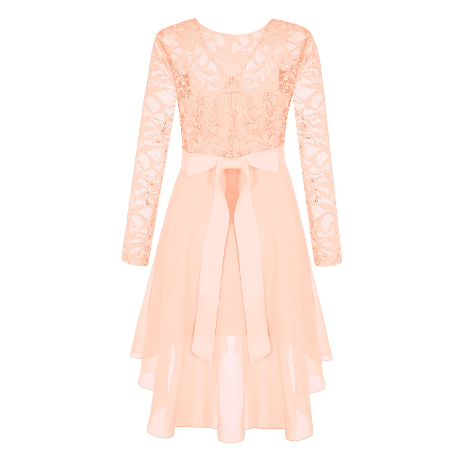 YONGHS Girls Elegant Lace Flower Girl Dress Long Sleeve A YONGHS Girls Elegant Lace Flower Girl Dress Long Sleeve A