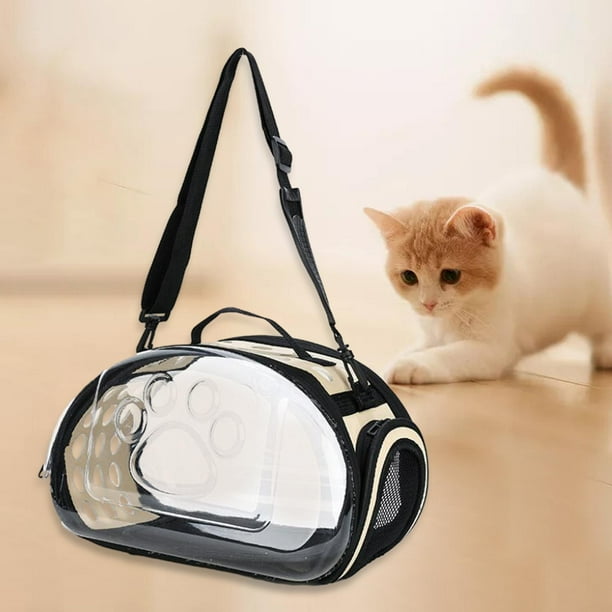 Transportín Transparente para Gatos, Bolso Portátil para Llevar Gatos, Bolso de Mano, Bolsa de Burbujas Transparente Desmontable para Mascotas, para G , Oro S