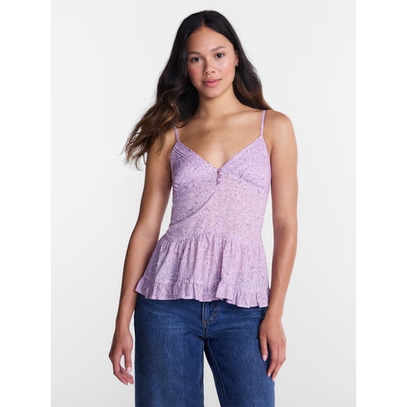 No Boundaries Tiered Woven Cotton Cami, Women's XXS-XXL