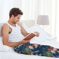 thumbnail image 4 of Uemuo Undersea Animals Pattern Men's Wide Leg Palazzo Lounge Pants with Pockets Light Weight Loose Comfy Casual Pajama Pants-XX-Large, 4 of 9