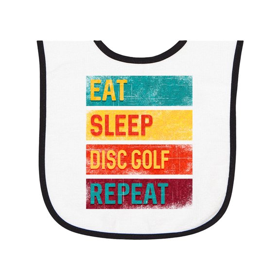 Inktastic Disc Golfer Eat Sleep Disc Golf Repeat Baby Terry Cloth Bib