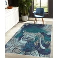 thumbnail image 4 of Abstract Decorative Rug, Ocean Inspired Graphic Paisley Pattern Swirled Hand Drawn Art Print, Quality Carpet for Bedroom Dorm and Living Room, 6 Sizes, Pale Petrol, by Ambesonne, 4 of 4