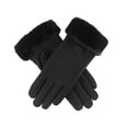 thumbnail image 5 of Otqutp Windproof&nbsp;Teen Girls Warm Mittens Womens Winter Suede Gloves with Touchscreen Texting Finger Wool Lined Windproof Warm Fashion Dress Gloves(Black,One Size), 5 of 5