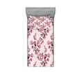 thumbnail image 2 of Floral Bedding Set with Sheet & Covers, Nature Inspired Blush Hazy Flowers on Tree Branches Romantic Season Art Design, Printed Bedroom Decor 2 Shams, 4 Sizes, Rose Ruby Black, by Ambesonne, 2 of 3