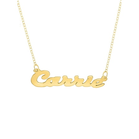 Personalized Sterling Silver, Gold Plated, 10k or 14k Script Single Nameplate Necklace With 18 inch Link Chain