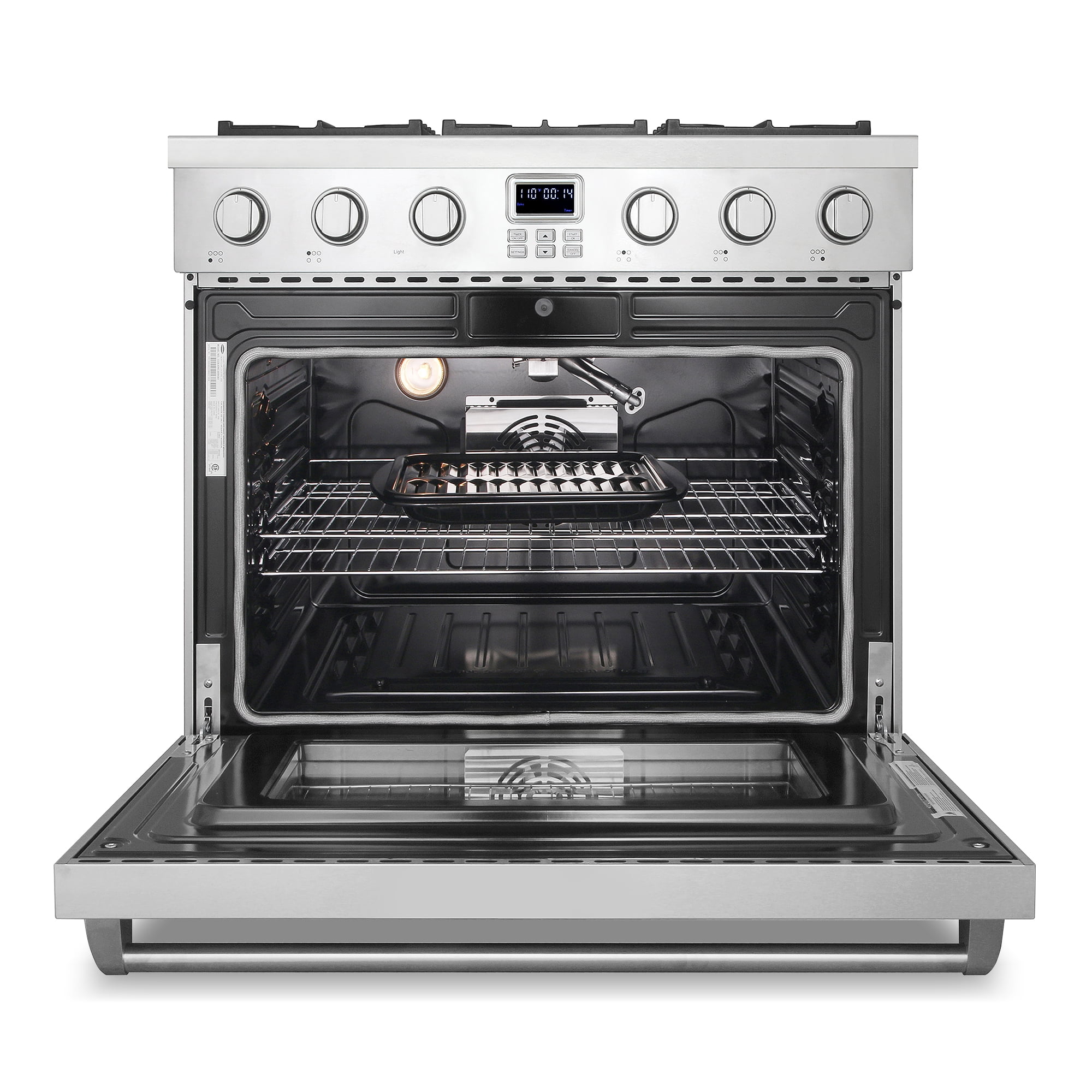 Cosmo 36 in. Lumin Collection 6.0 cu. ft. Gas Range with 6 Sealed Gas Burners and Convection Oven in Stainless Steel