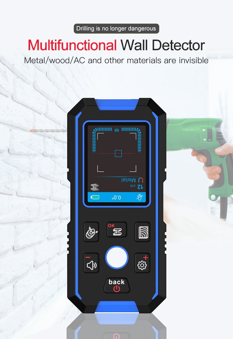 NOYAFA NF-518 Wall Detector, Multifunctional Metal Wood AC Live Wire Scanner, 120mm Depth, Voice Broadcast