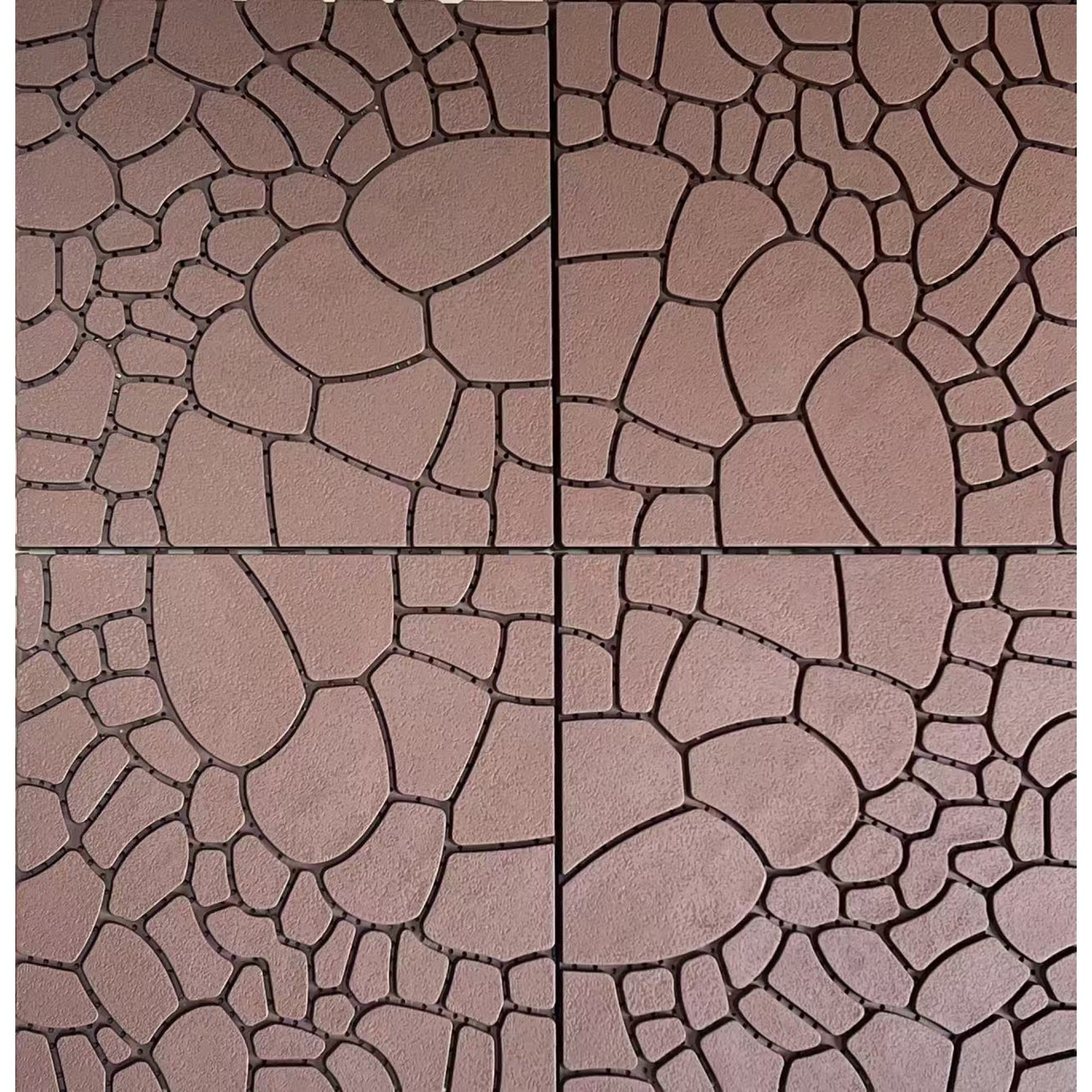 44 Pack Plastic Interlocking Deck Tiles,12" Waterproof Outdoor Flooring,All Weather Use, Patio Floor Decking Tiles for Porch Poolside Balcony Backyard,Stone Texture,Brown