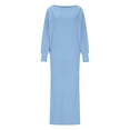 thumbnail image 5 of Iyufng Dresses for Women,Womens Dresses Long Sleeve,Casual Loose Solid Color Round Neck Long Dress Round Neck And Ankle Dress,Fall Dresses for Women Plus Size, 5 of 6