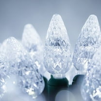 Wintergreen Lighting C6 Cool White Christmas Lights LED String Lights, Set of 70 Lights on Green Wire, 24’