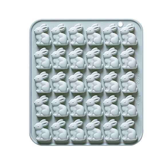 1 Pack Bunny Silicone Molds, 30-Cavity Mini Rabbit Chocolate Molds Shape Tray for Cake, Pudding, Gummy, Jello, Ice Cube, Biscuits and Cake Decorating, DIY Crafts (Blue)